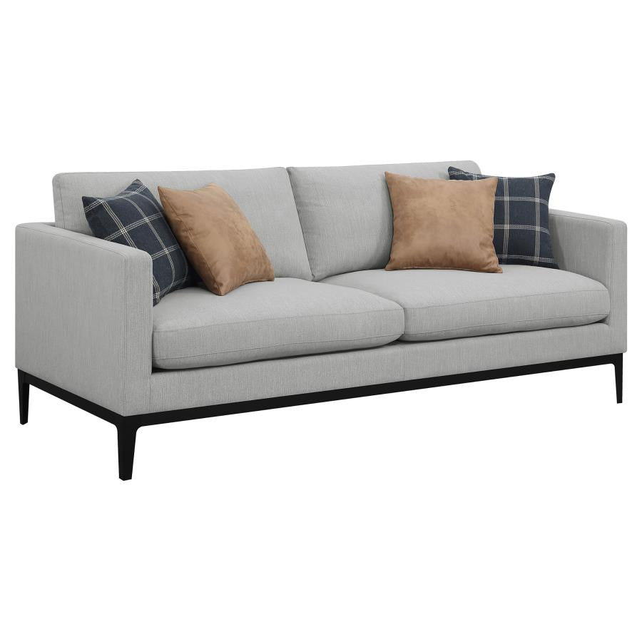 Apperson Light Grey 2-Piece Upholstered Track Arm Sofa Set