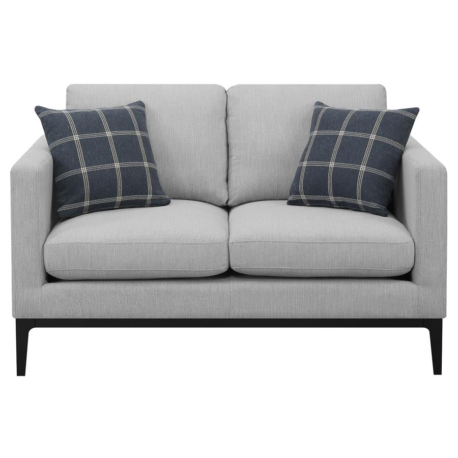 Apperson Light Grey 2-Piece Upholstered Track Arm Sofa Set