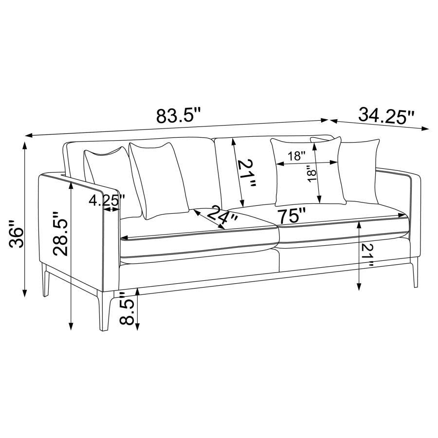 Apperson Light Grey 2-Piece Upholstered Track Arm Sofa Set