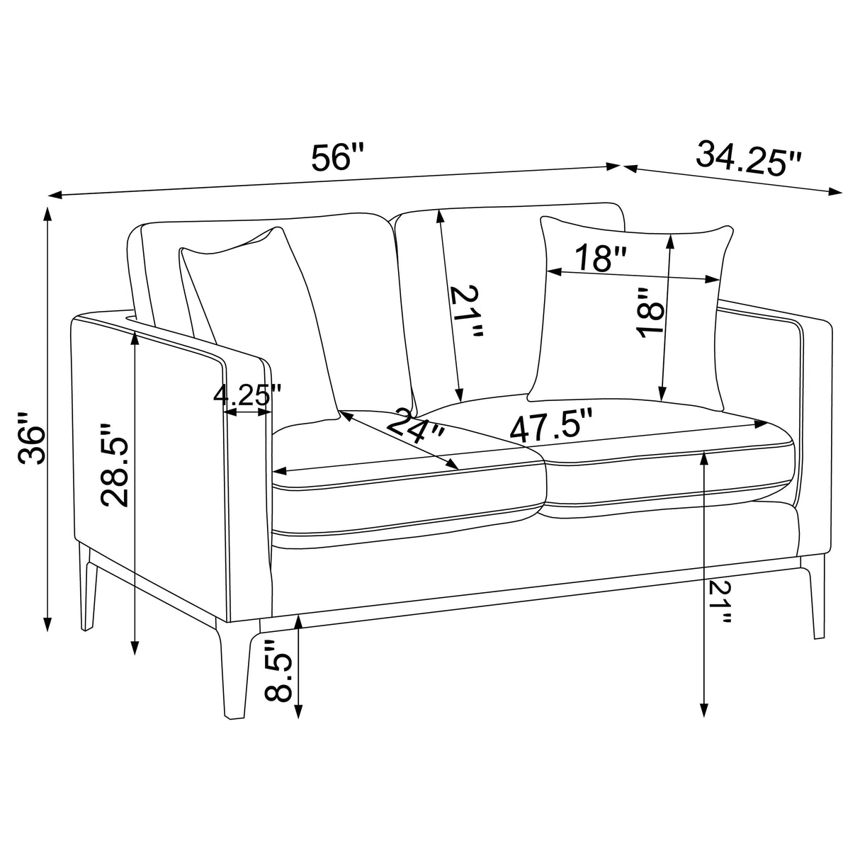 Apperson Light Grey 2-Piece Upholstered Track Arm Sofa Set