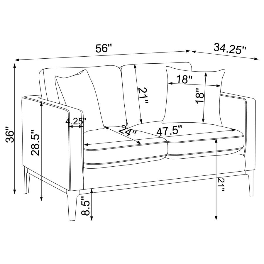 Apperson Light Grey 3-Piece Upholstered Track Arm Sofa Set