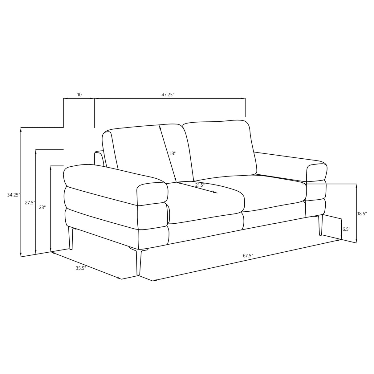 Jessel Ivory 2-Piece Chenille Upholstered Sofa Set