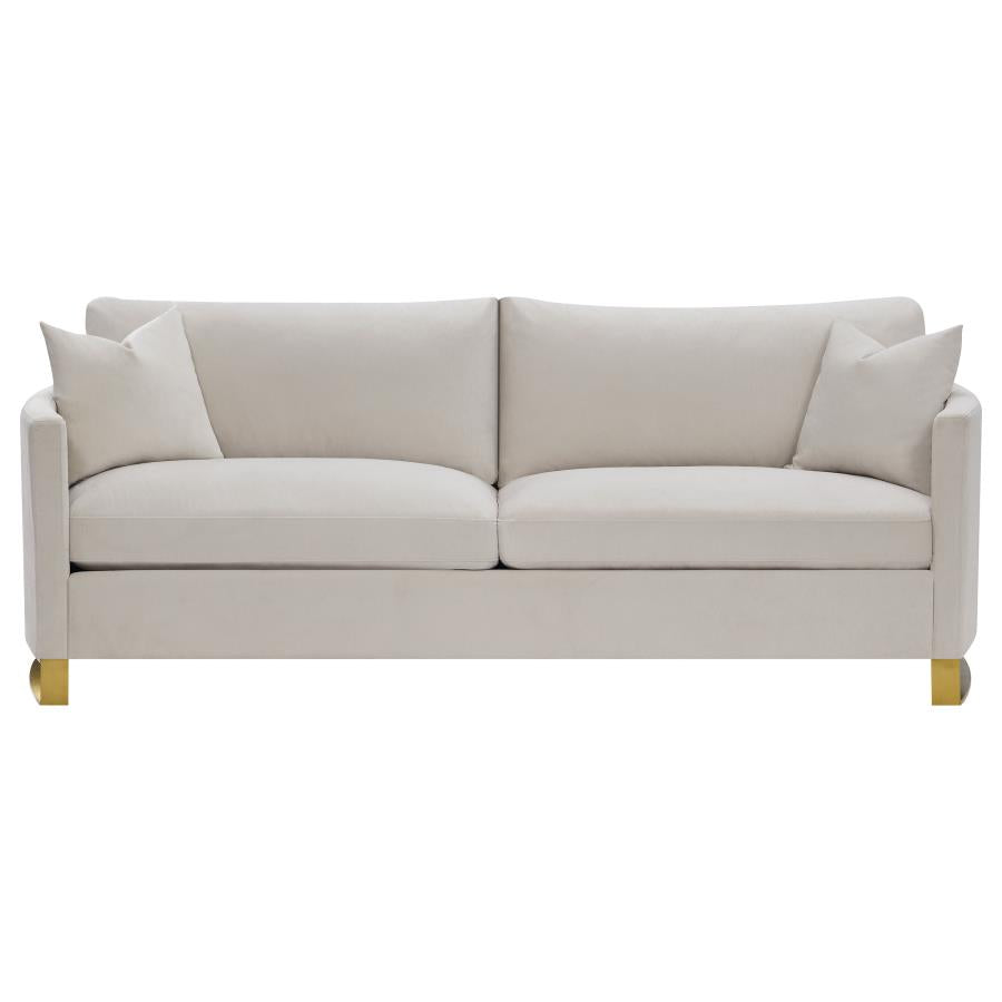 Corliss Beige 2-Piece Upholstered Arched Arm Sofa Set