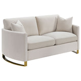 Corliss Beige 2-Piece Upholstered Arched Arm Sofa Set