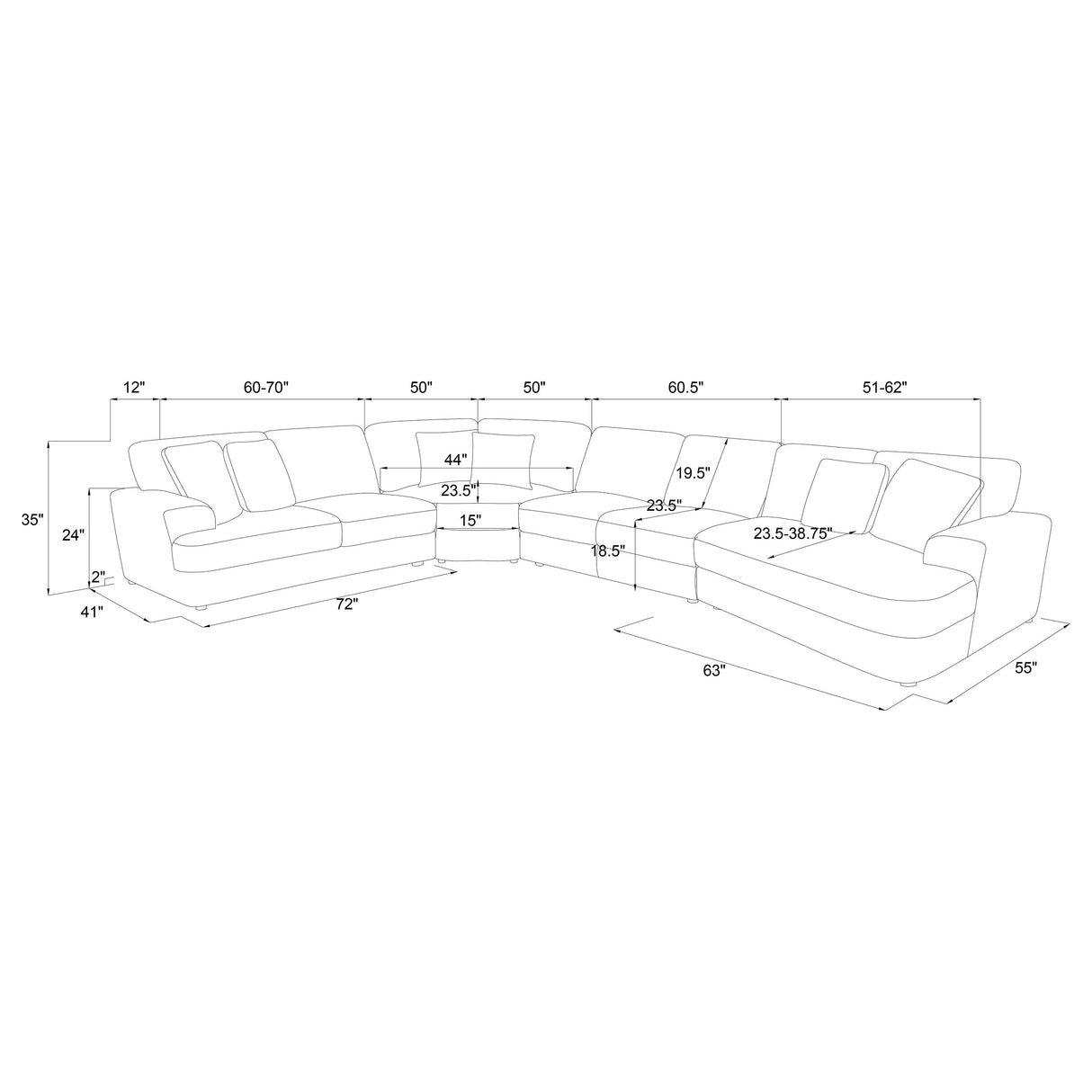 Emberson Ivory 4-Piece Upholstered Modular Sectional Sofa