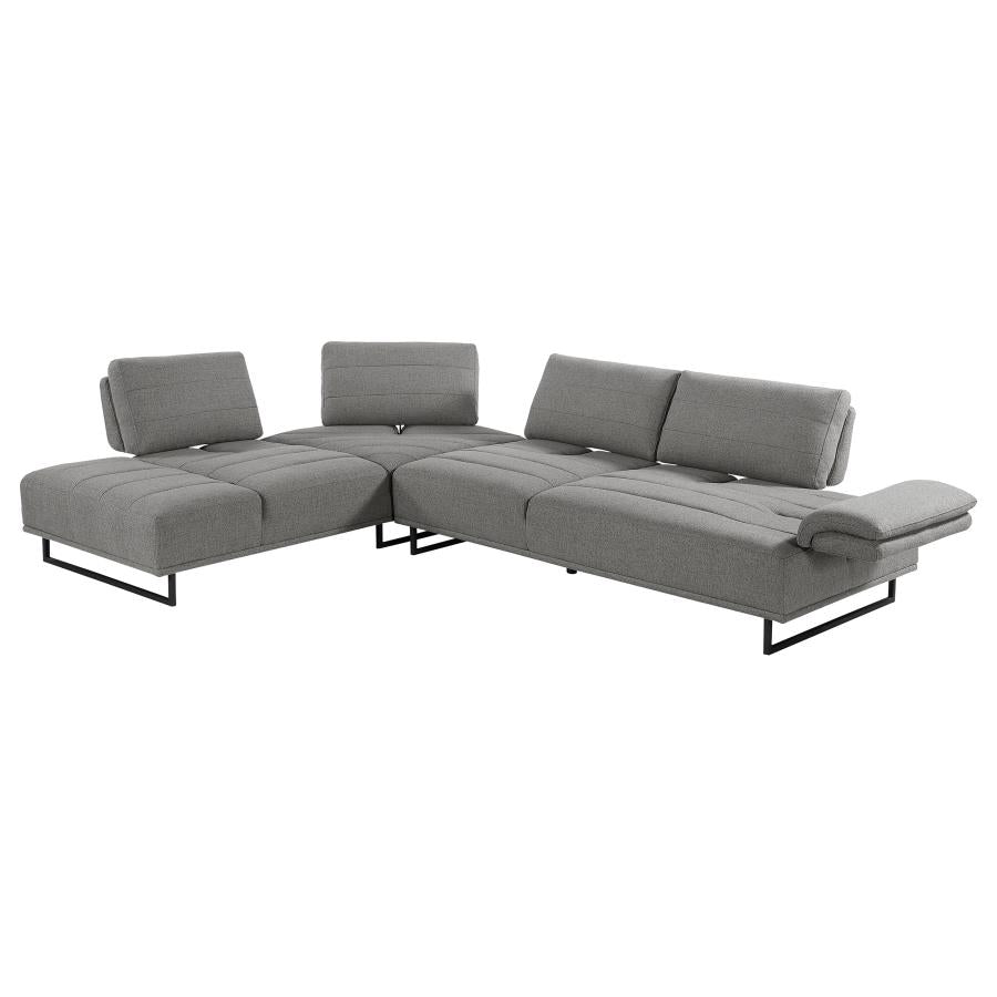 Arden Taupe Upholstered Sectional Sofa With Adjustable Back