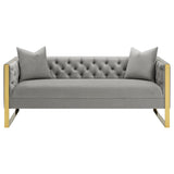 Eastbrook Grey 2-Piece Velvet Upholstered Tufted Sofa Set