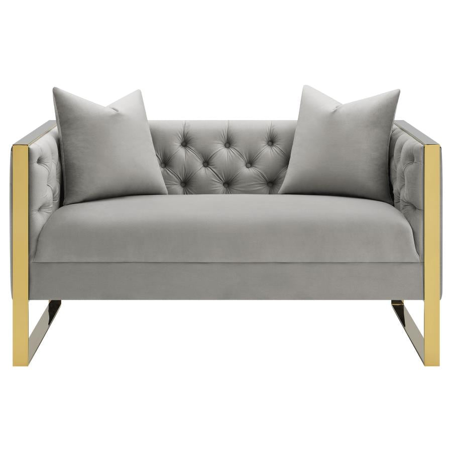 Eastbrook Grey 2-Piece Velvet Upholstered Tufted Sofa Set