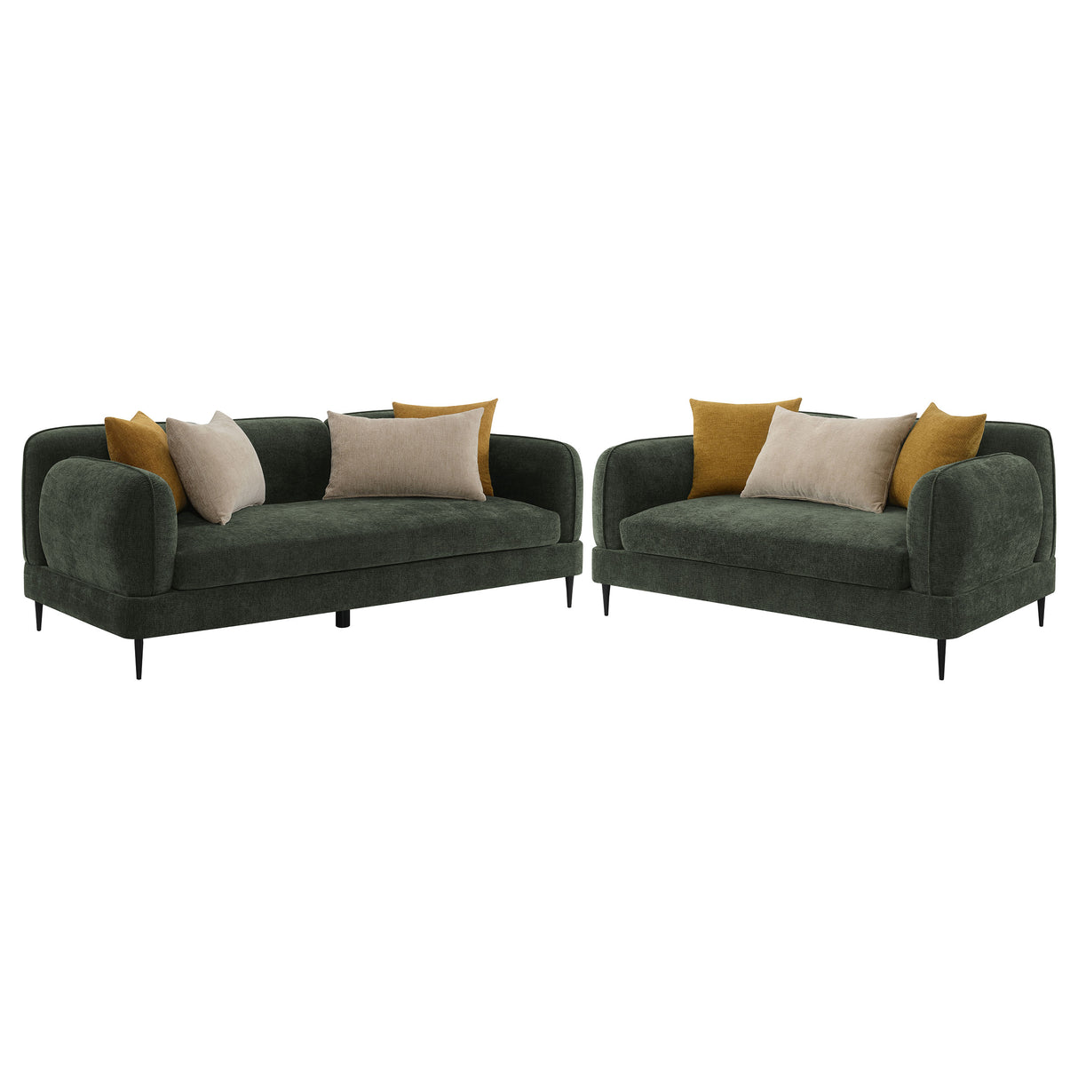 Jade Green 2-Piece Chenille Upholstered Sofa Set