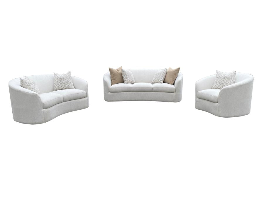 Rainn Upholstered Tight Back Loveseat Latte