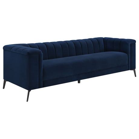 Chalet Blue 2-Piece Upholstered Tuxedo Arm Tufted Sofa Set