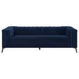 Chalet Blue 2-Piece Upholstered Tuxedo Arm Tufted Sofa Set