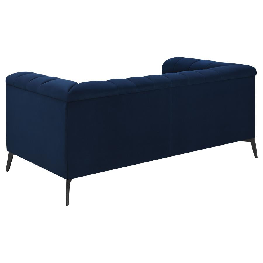 Chalet Blue 2-Piece Upholstered Tuxedo Arm Tufted Sofa Set