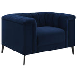 Chalet Blue 3-Piece Upholstered Tuxedo Arm Tufted Sofa Set