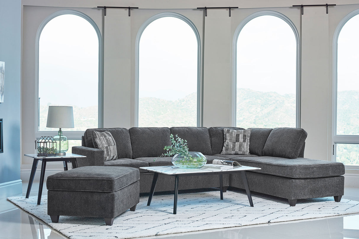 Mccord Dark Grey Upholstered Track Arm Sectional Sofa