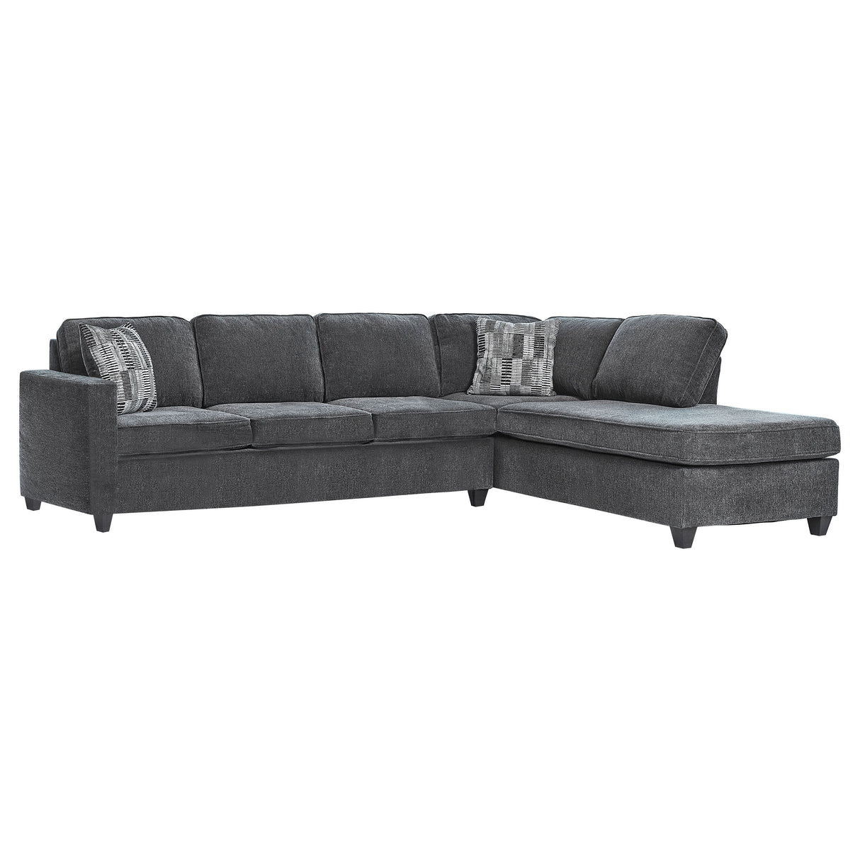 Mccord Dark Grey Upholstered Track Arm Sectional Sofa