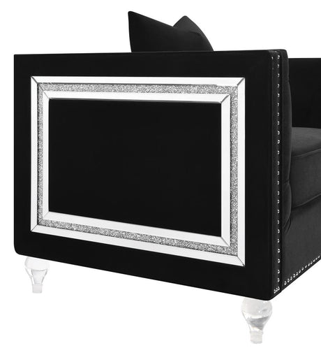 Delilah Upholstered Black 3-Piece Living Room Set