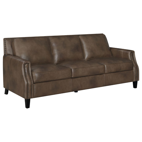 Leaton Brown Sugar 2-Piece Upholstered Recessed Arm Sofa Set