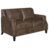 Leaton Brown Sugar 2-Piece Upholstered Recessed Arm Sofa Set