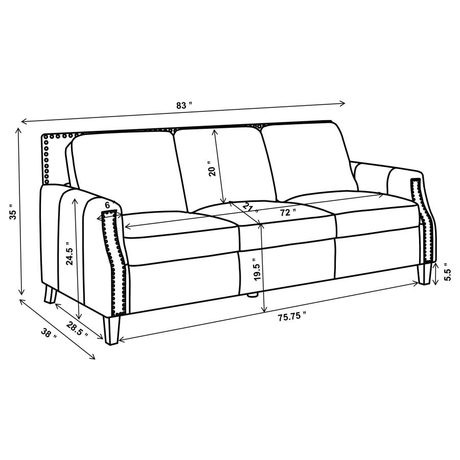 Leaton Brown Sugar 2-Piece Upholstered Recessed Arm Sofa Set