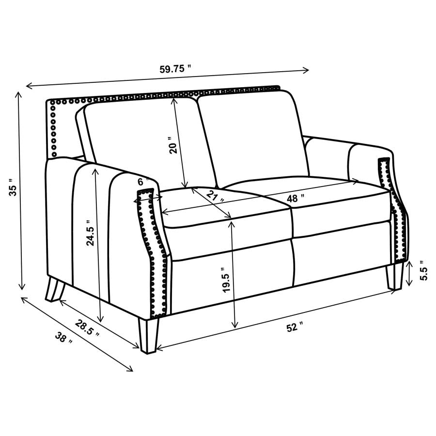 Leaton Brown Sugar 2-Piece Upholstered Recessed Arm Sofa Set