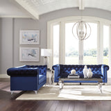 Bleker Blue 2-Piece Upholstered Tuxedo Arm Tufted Sofa Set