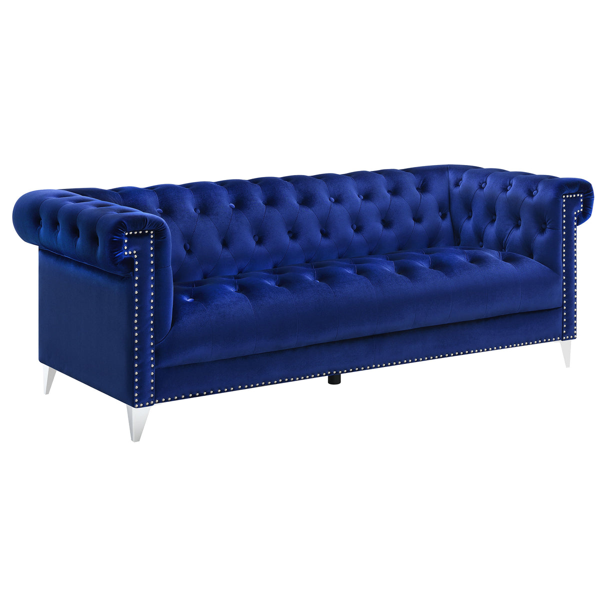 Bleker Blue 2-Piece Upholstered Tuxedo Arm Tufted Sofa Set