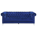 Bleker Blue 2-Piece Upholstered Tuxedo Arm Tufted Sofa Set