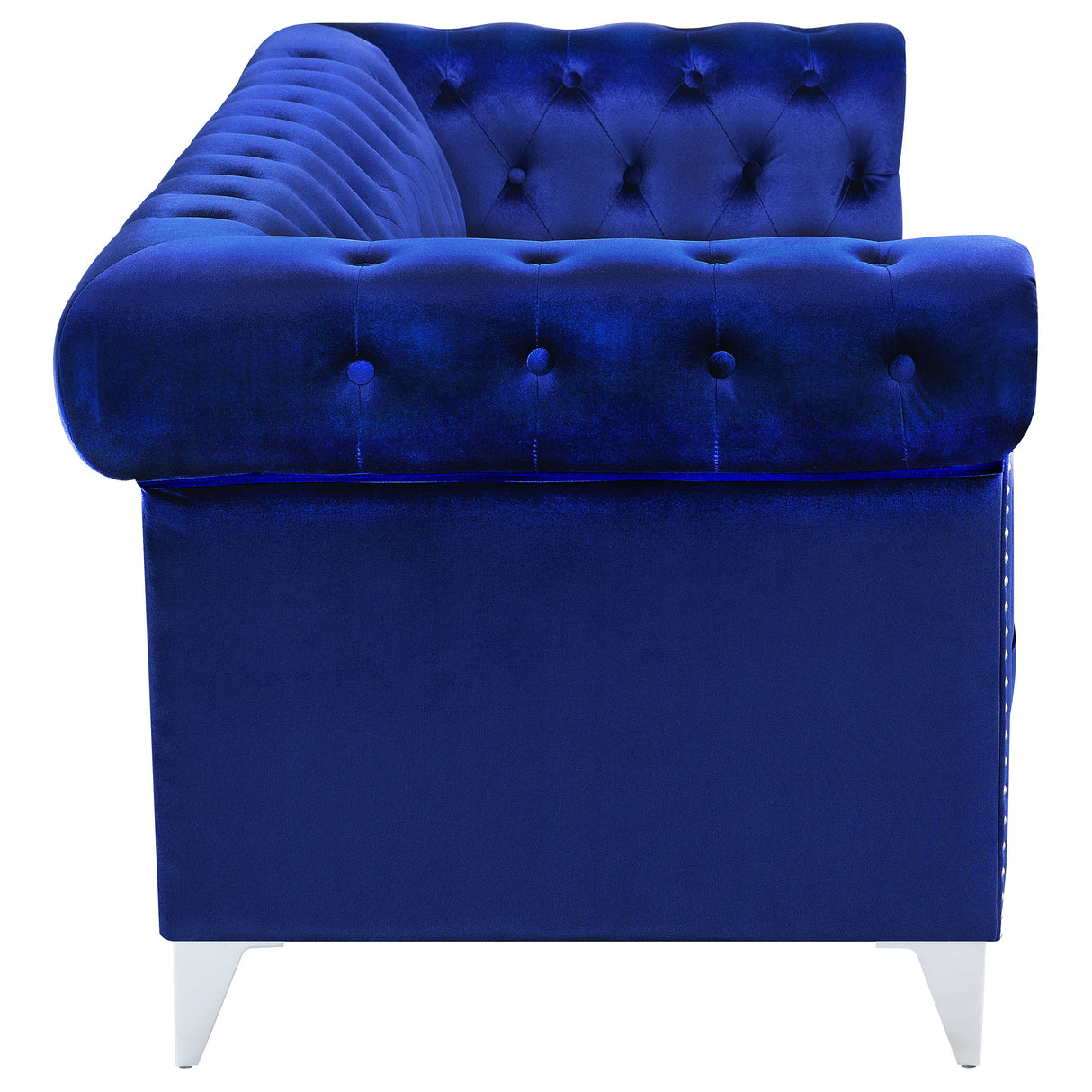 Bleker Blue 2-Piece Upholstered Tuxedo Arm Tufted Sofa Set