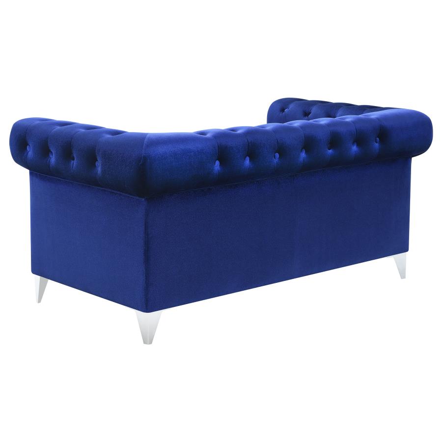 Bleker Blue 2-Piece Upholstered Tuxedo Arm Tufted Sofa Set