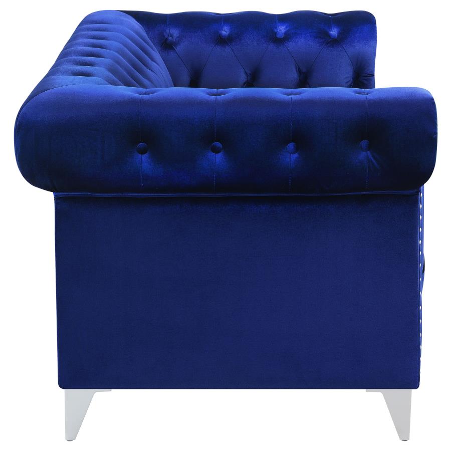 Bleker Blue 2-Piece Upholstered Tuxedo Arm Tufted Sofa Set