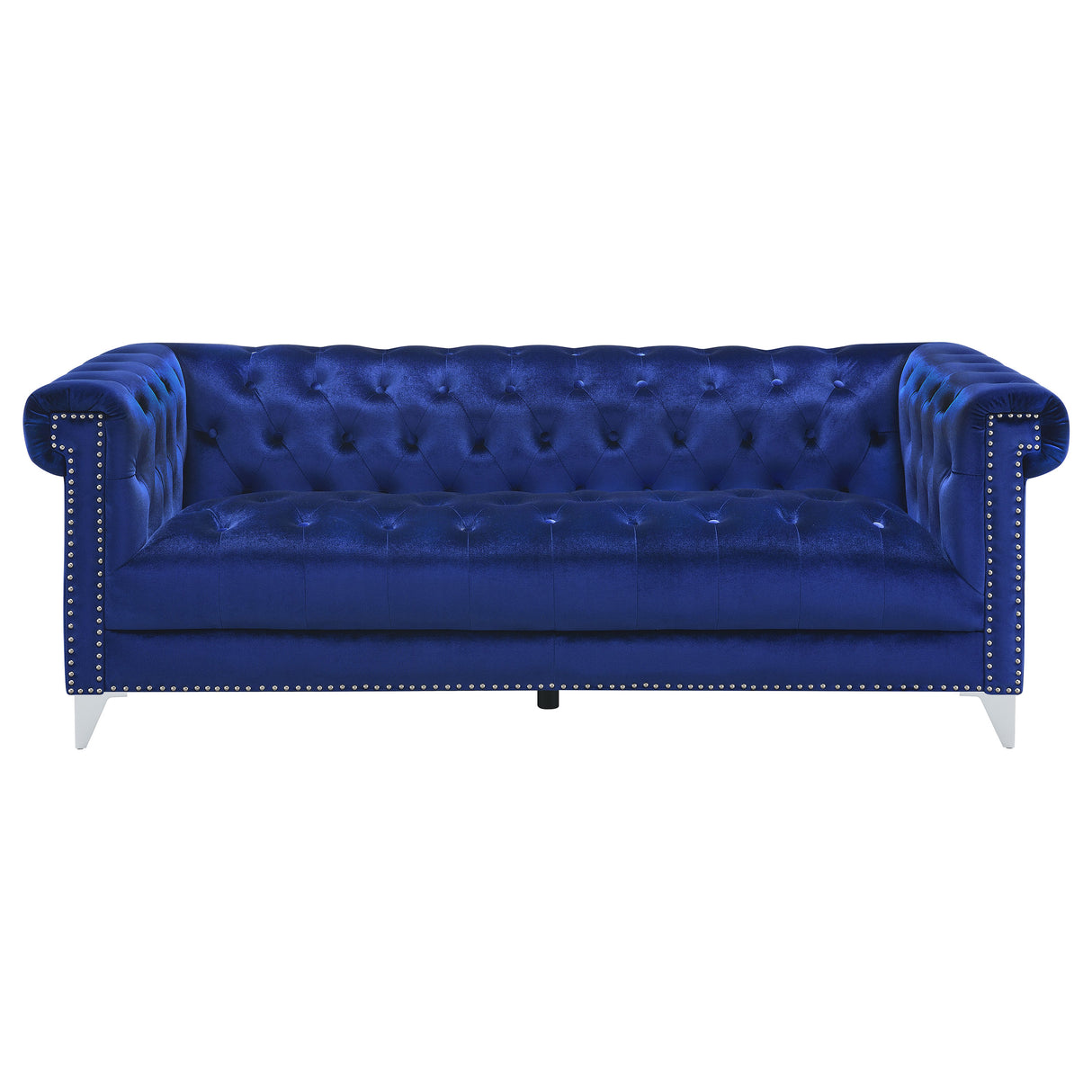 Bleker Blue 3-Piece Upholstered Tuxedo Arm Tufted Sofa Set