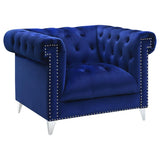 Bleker Blue 3-Piece Upholstered Tuxedo Arm Tufted Sofa Set