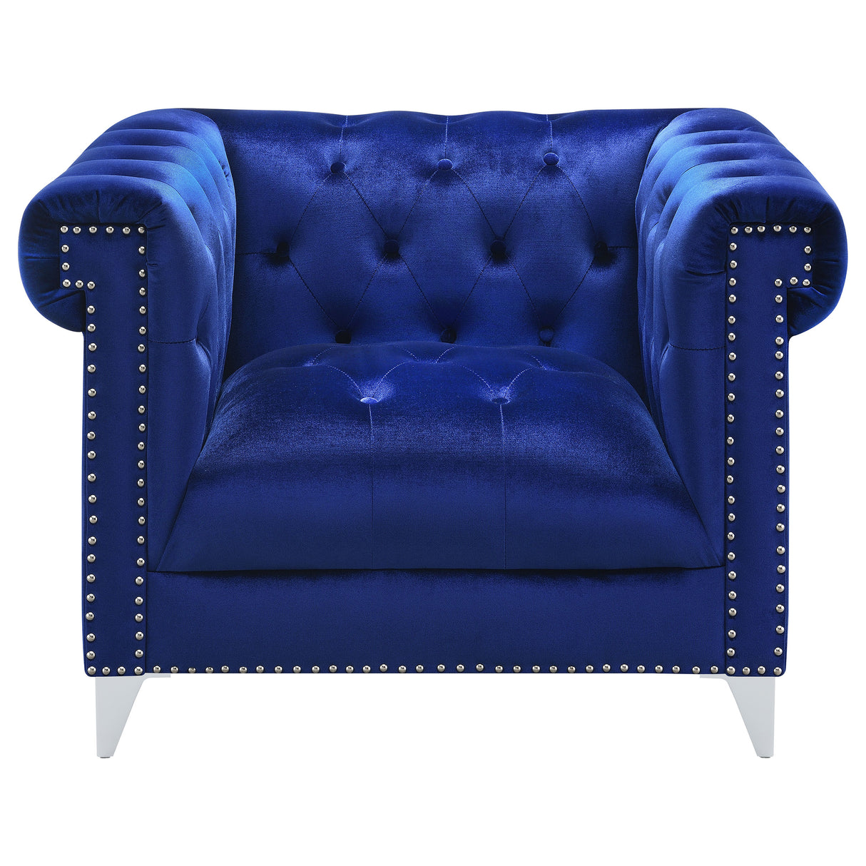 Bleker Blue 3-Piece Upholstered Tuxedo Arm Tufted Sofa Set