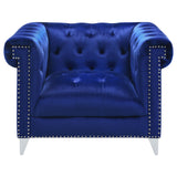 Bleker Blue 3-Piece Upholstered Tuxedo Arm Tufted Sofa Set