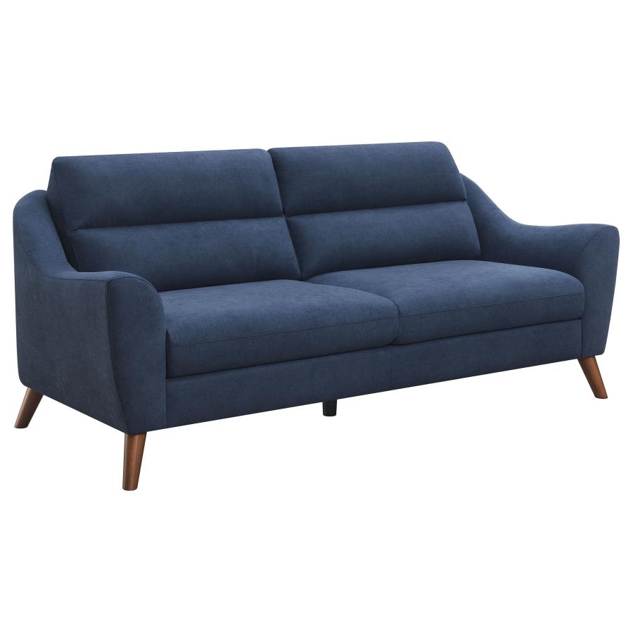 Gano Navy Blue 2-Piece Upholstered Sloped Arm Sofa Set