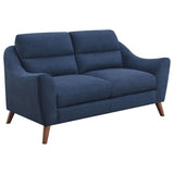 Gano Navy Blue 2-Piece Upholstered Sloped Arm Sofa Set