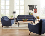 Gano Navy Blue 2-Piece Upholstered Sloped Arm Sofa Set