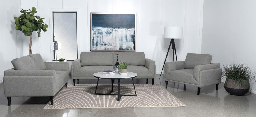 Rilynn Grey 3-Piece Upholstered Track Arm Sofa Set