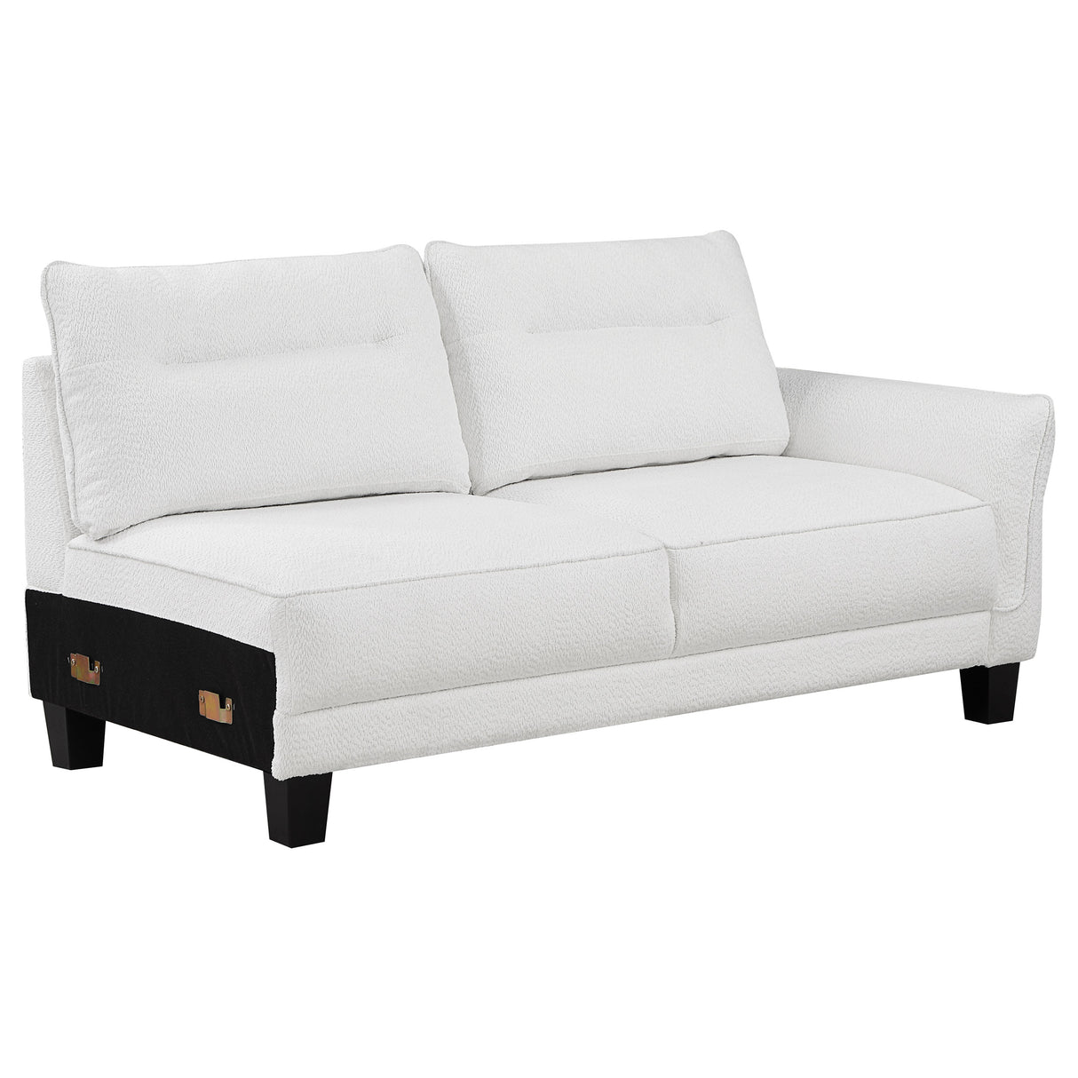 Caspian White Upholstered Curved Arm Chaise Sectional Sofa