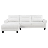 Caspian White Upholstered Curved Arm Chaise Sectional Sofa