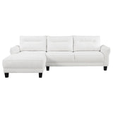 Caspian White Upholstered Curved Arm Chaise Sectional Sofa