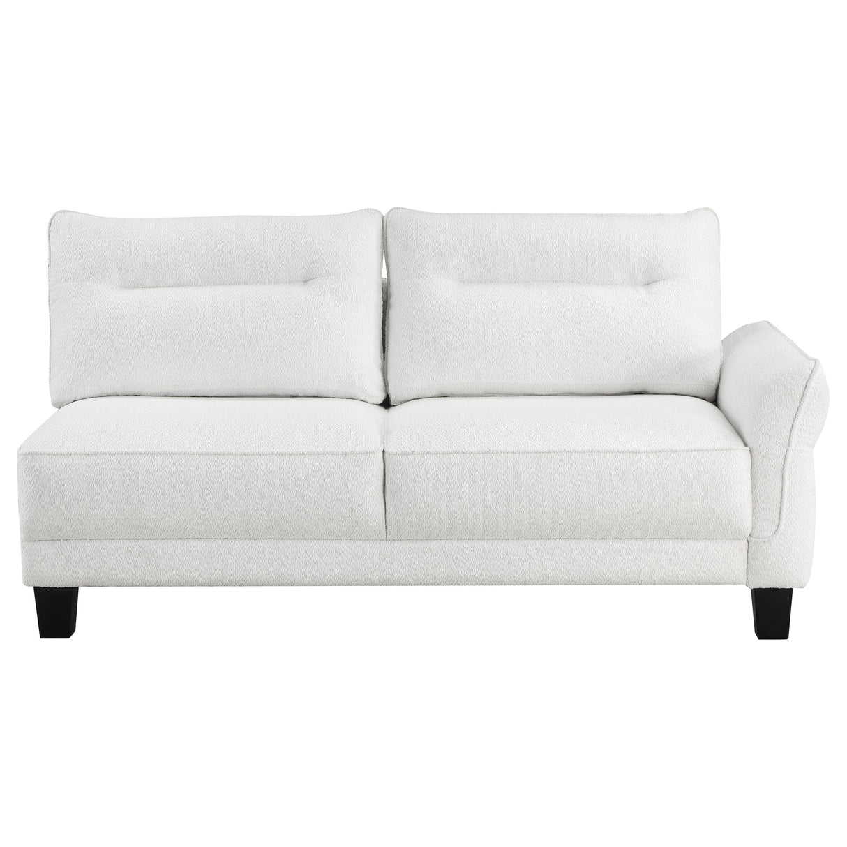 Caspian White Upholstered Curved Arm Chaise Sectional Sofa