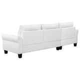 Caspian White Upholstered Curved Arm Chaise Sectional Sofa