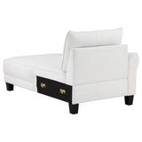 Caspian White Upholstered Curved Arm Chaise Sectional Sofa