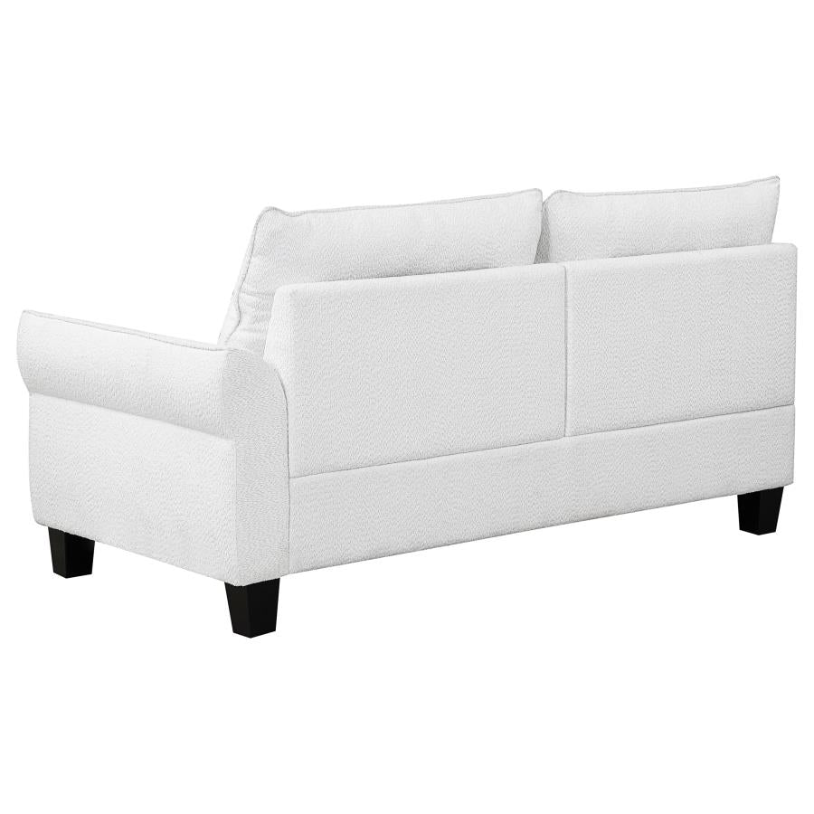 Caspian White Upholstered Curved Arm Chaise Sectional Sofa