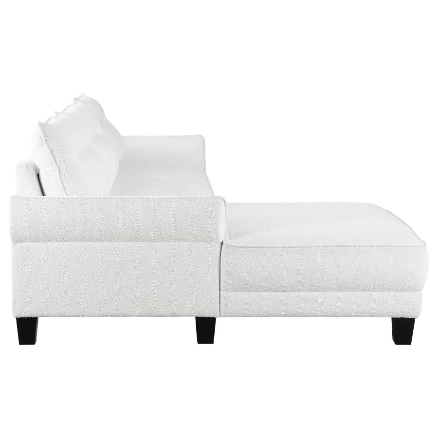 Caspian White Upholstered Curved Arm Chaise Sectional Sofa