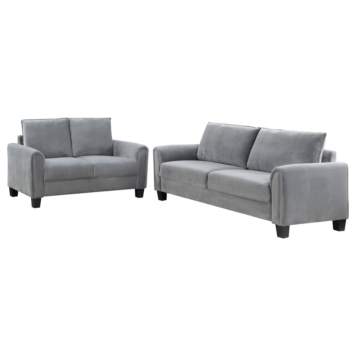 Davis Grey 2-Piece Upholstered Rolled Arm Sofa