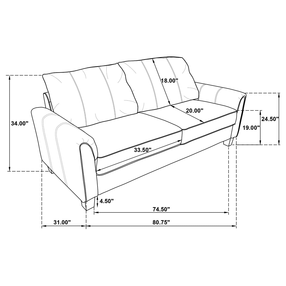 Davis Grey 2-Piece Upholstered Rolled Arm Sofa