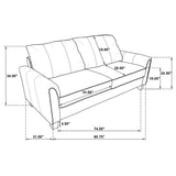 Davis Grey 2-Piece Upholstered Rolled Arm Sofa